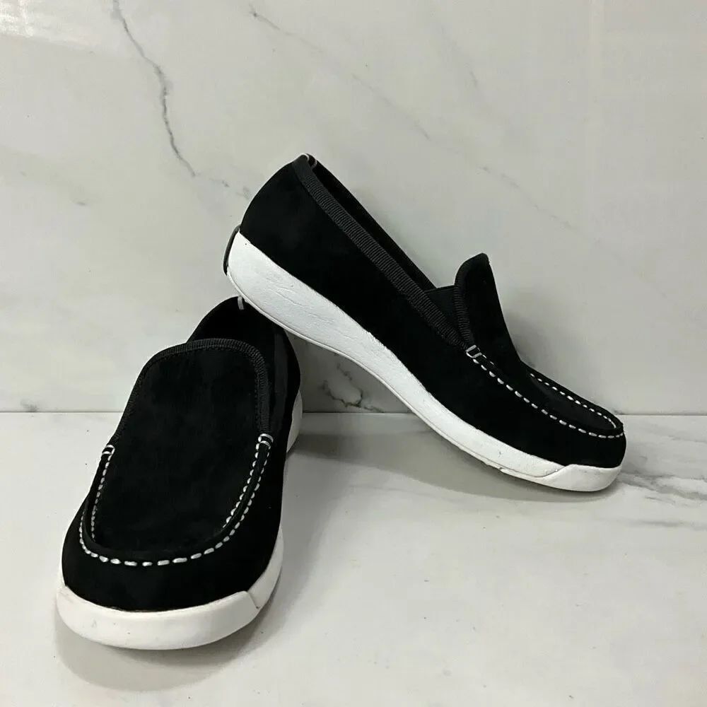 LOFT Black Leather Slip On Shoes